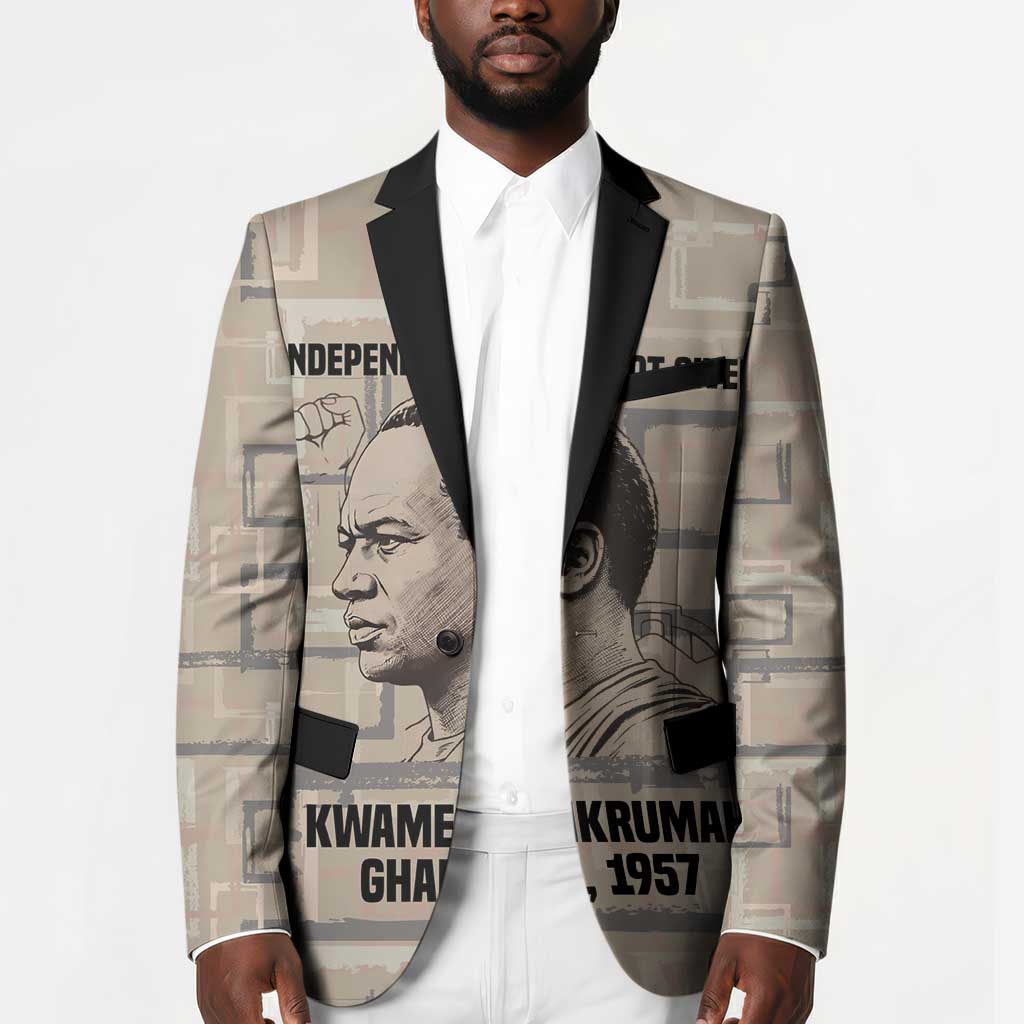 Kwame Nkrumah Blazer with Raised Fist Design and Independence Quote Ghana 1957 Tribute - Wonder Print Shop