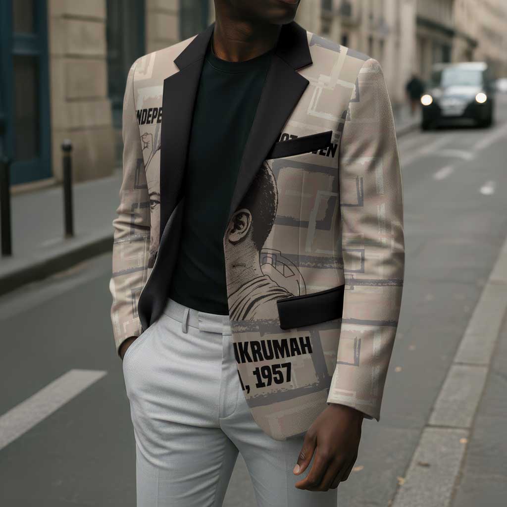 Kwame Nkrumah Blazer with Raised Fist Design and Independence Quote Ghana 1957 Tribute - Wonder Print Shop