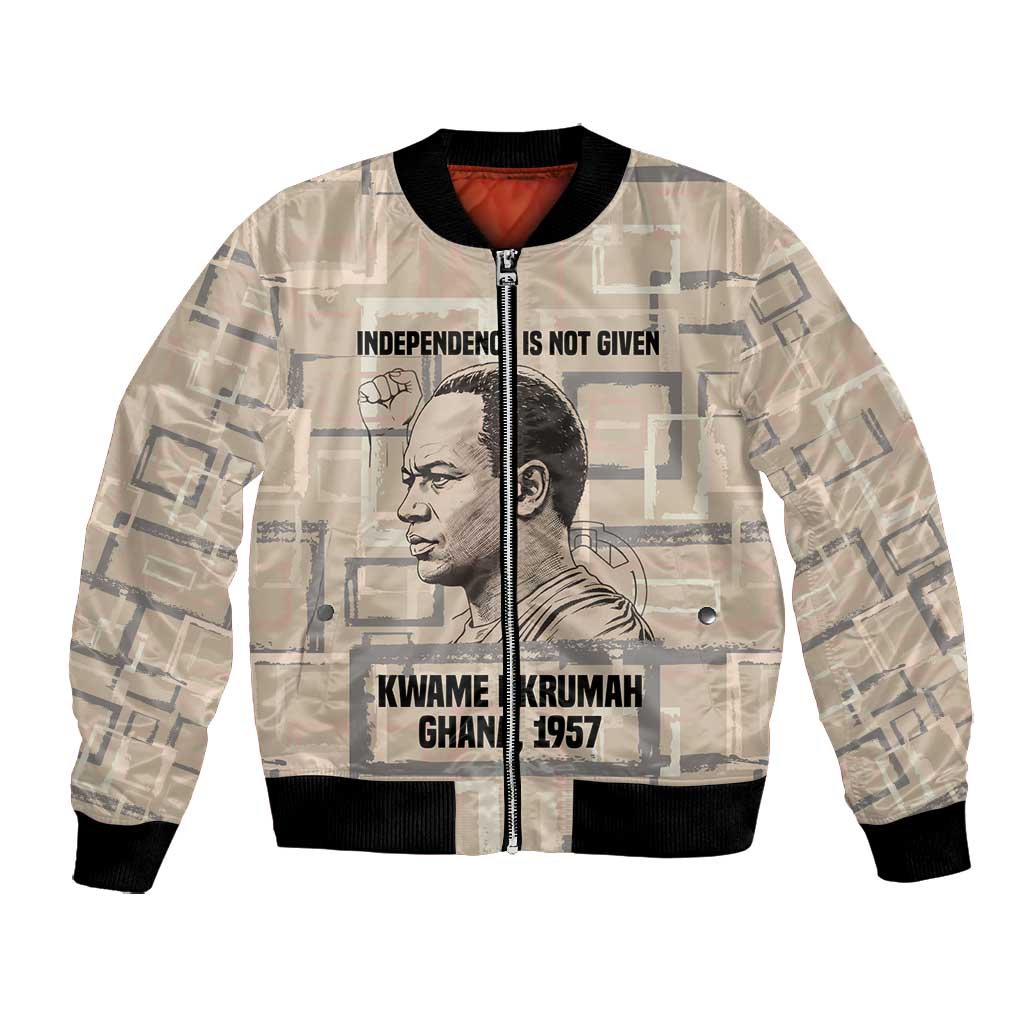 Kwame Nkrumah Bomber Jacket with Raised Fist Design and Independence Quote Ghana 1957 Tribute - Wonder Print Shop