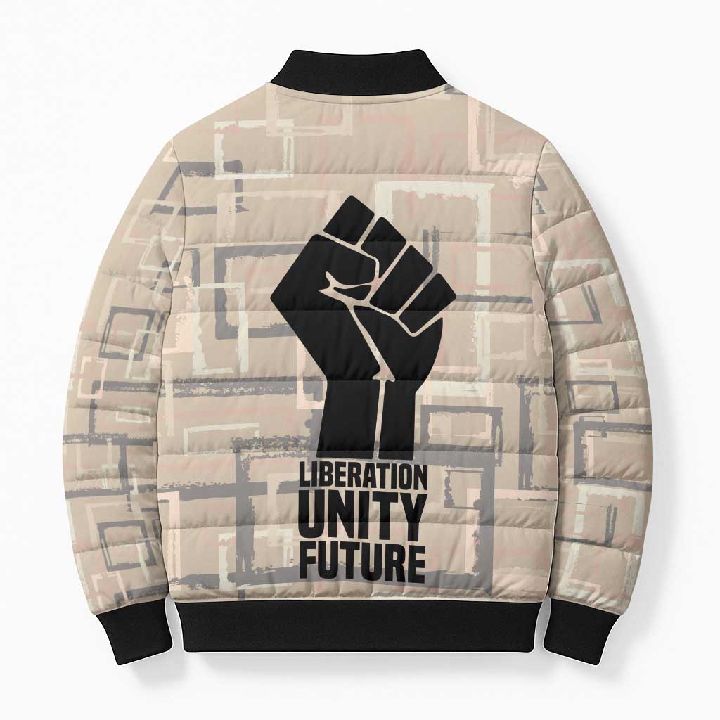 Kwame Nkrumah Bomber Puffer Jacket with Raised Fist Design and Independence Quote Ghana 1957 Tribute - Wonder Print Shop