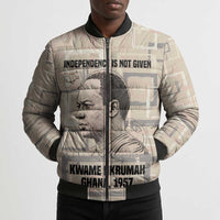 Kwame Nkrumah Bomber Puffer Jacket with Raised Fist Design and Independence Quote Ghana 1957 Tribute - Wonder Print Shop
