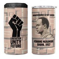 Kwame Nkrumah 4 in 1 Can Cooler Tumbler with Raised Fist Design and Independence Quote Ghana 1957 Tribute - Wonder Print Shop