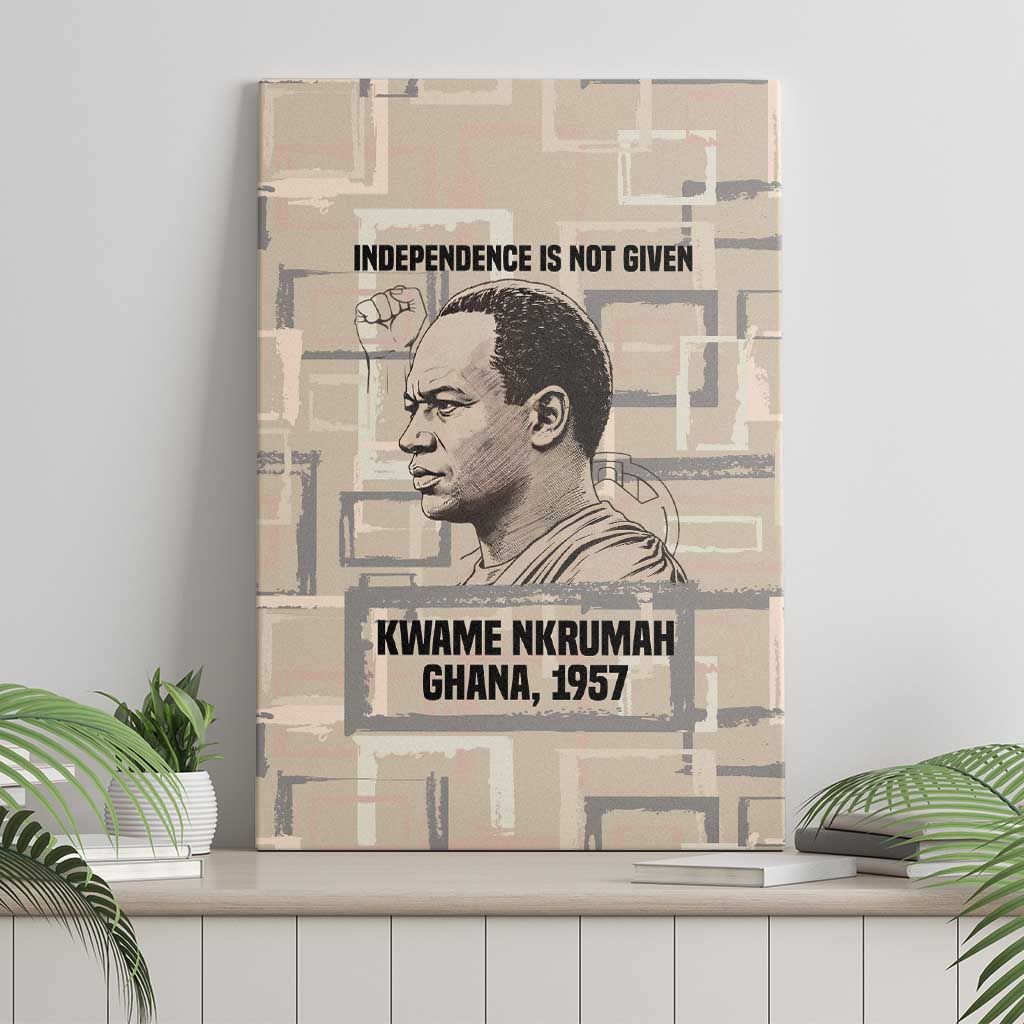Kwame Nkrumah Canvas Wall Art with Raised Fist Design and Independence Quote Ghana 1957 Tribute - Wonder Print Shop