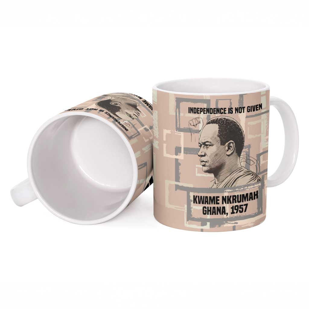Kwame Nkrumah Ceramic Mug with Raised Fist Design and Independence Quote Ghana 1957 Tribute - Wonder Print Shop