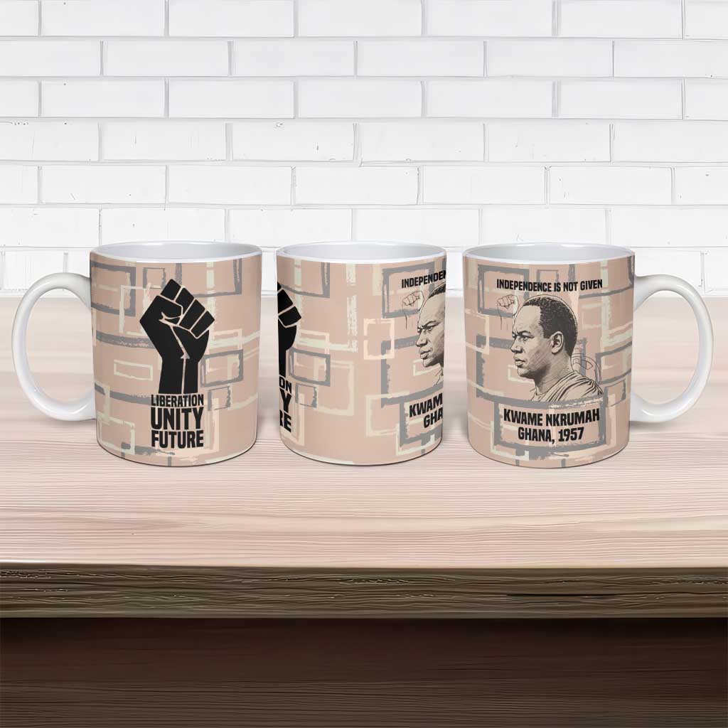 Kwame Nkrumah Ceramic Mug with Raised Fist Design and Independence Quote Ghana 1957 Tribute - Wonder Print Shop