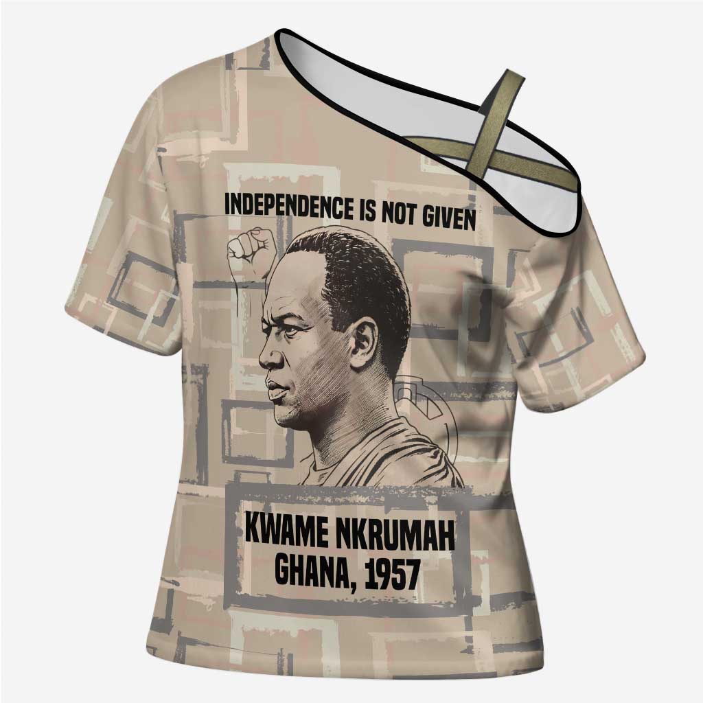 Kwame Nkrumah Cross Shoulder Shirt with Raised Fist Design and Independence Quote Ghana 1957 Tribute - Wonder Print Shop
