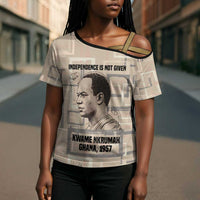 Kwame Nkrumah Cross Shoulder Shirt with Raised Fist Design and Independence Quote Ghana 1957 Tribute - Wonder Print Shop