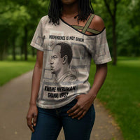 Kwame Nkrumah Cross Shoulder Shirt with Raised Fist Design and Independence Quote Ghana 1957 Tribute - Wonder Print Shop