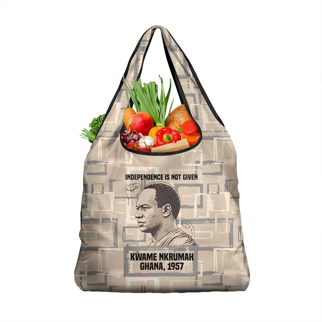 Kwame Nkrumah Grocery Bag with Raised Fist Design and Independence Quote Ghana 1957 Tribute - Wonder Print Shop