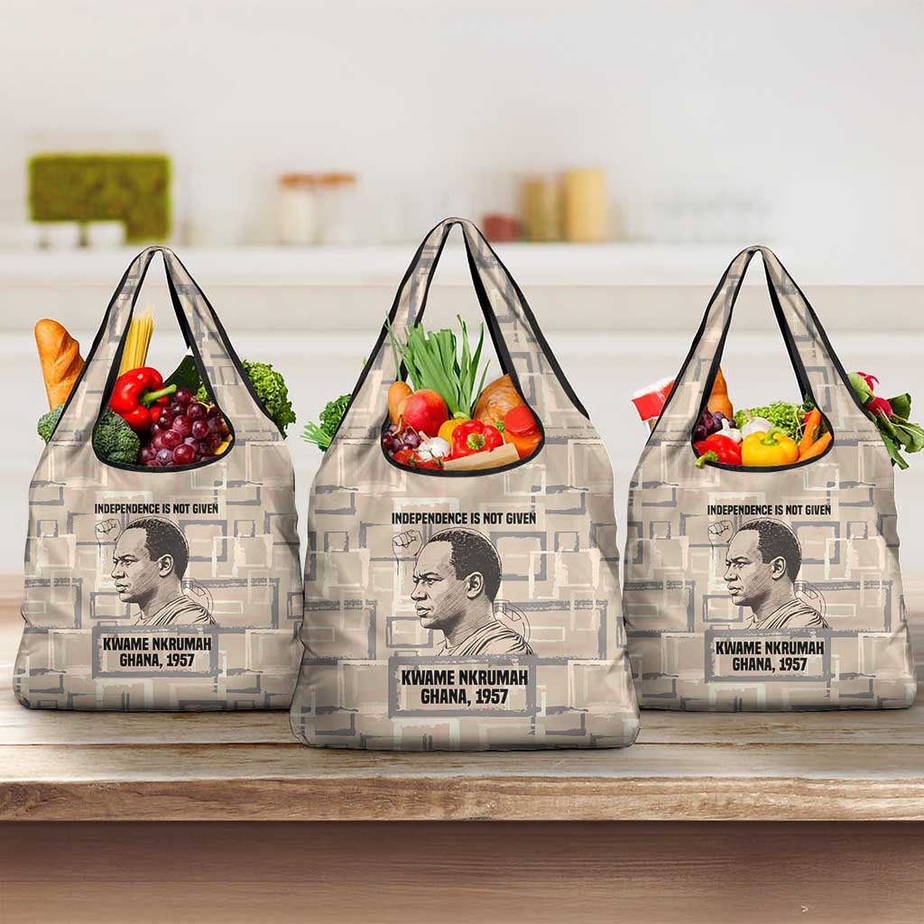 Kwame Nkrumah Grocery Bag with Raised Fist Design and Independence Quote Ghana 1957 Tribute - Wonder Print Shop