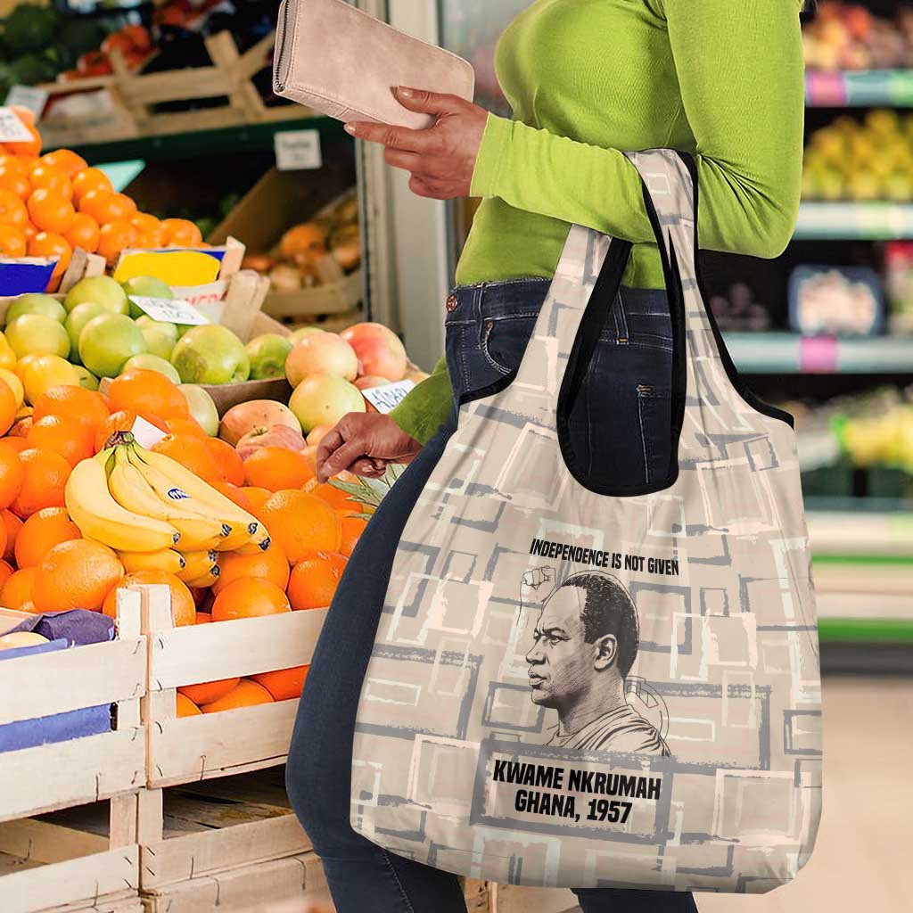 Kwame Nkrumah Grocery Bag with Raised Fist Design and Independence Quote Ghana 1957 Tribute - Wonder Print Shop