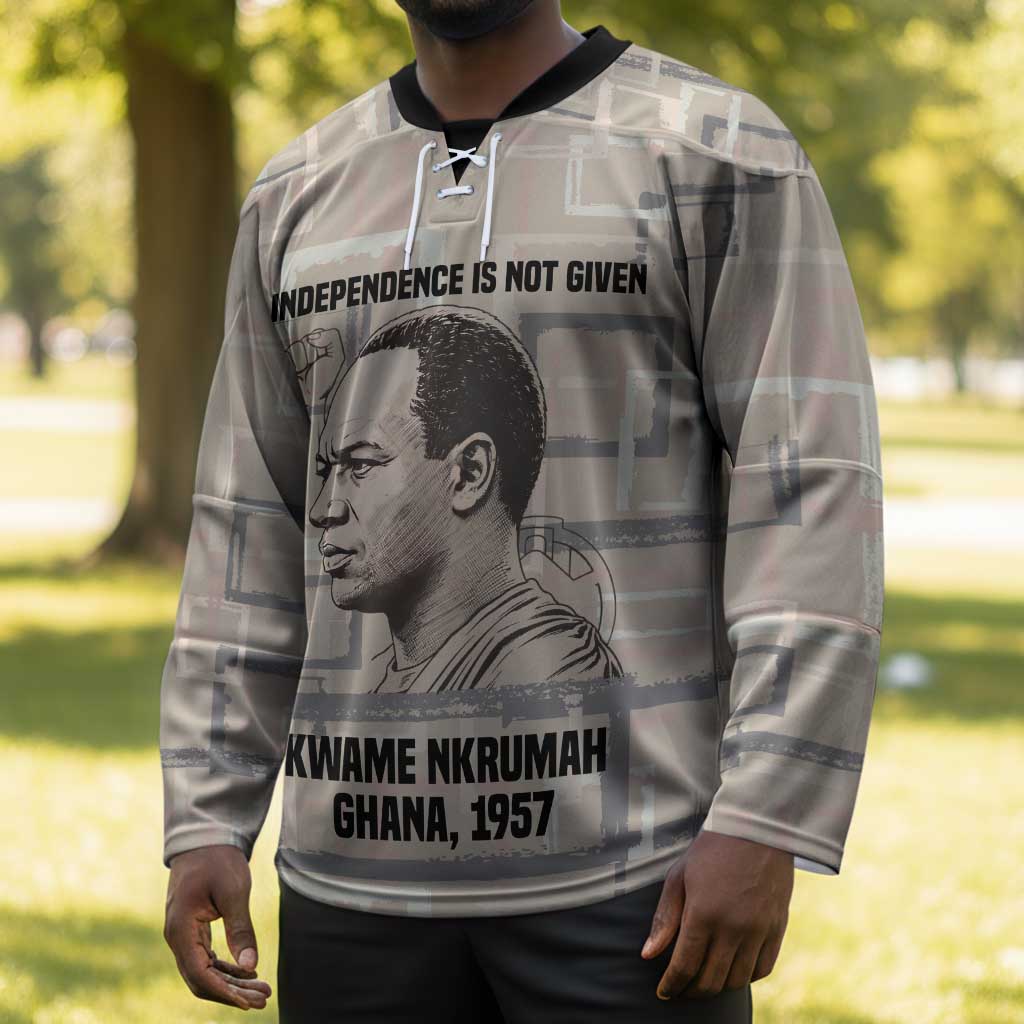 Kwame Nkrumah Hockey Jersey with Raised Fist Design and Independence Quote Ghana 1957 Tribute - Wonder Print Shop