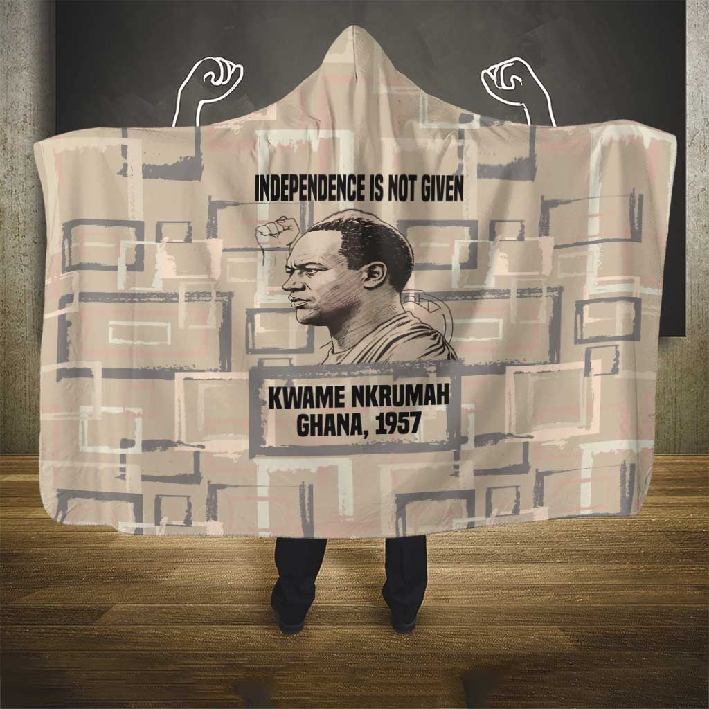 Kwame Nkrumah Hooded Blanket with Raised Fist Design and Independence Quote Ghana 1957 Tribute - Wonder Print Shop