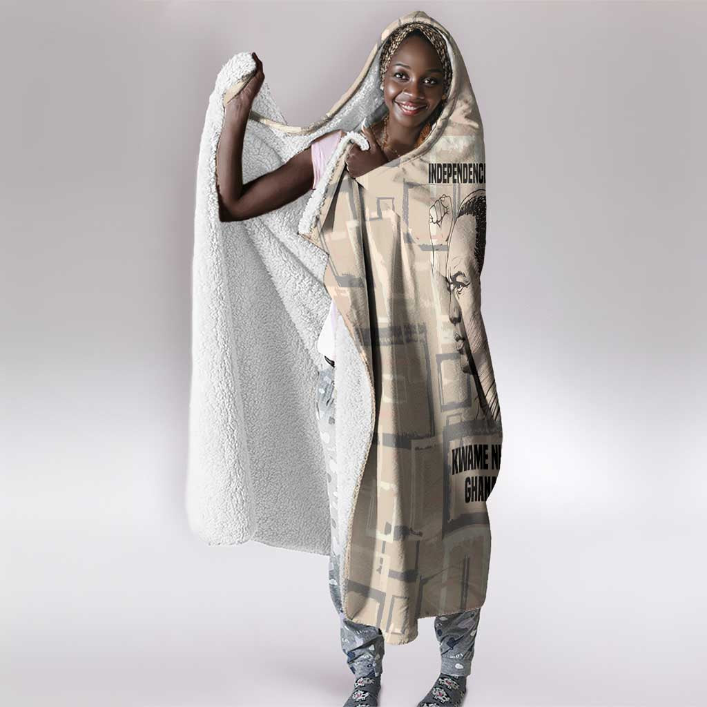 Kwame Nkrumah Hooded Blanket with Raised Fist Design and Independence Quote Ghana 1957 Tribute - Wonder Print Shop