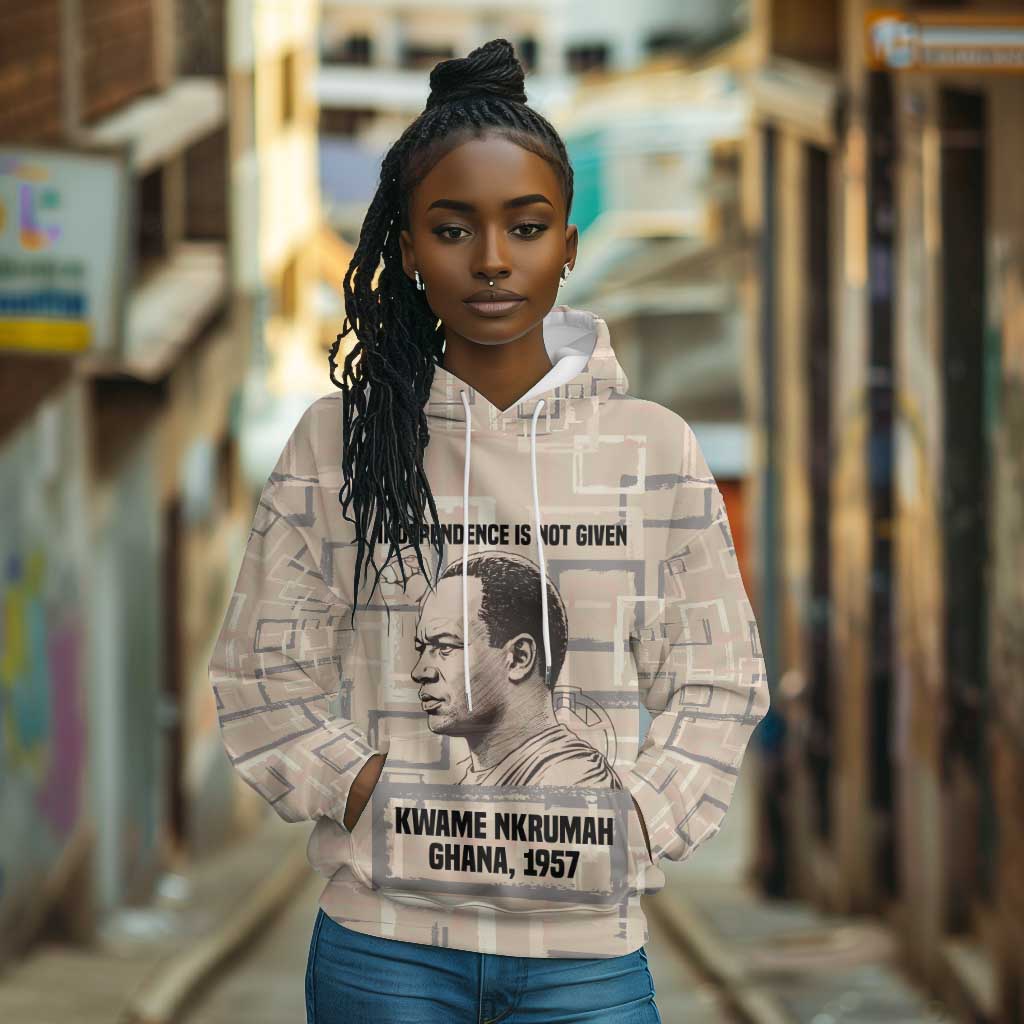 Kwame Nkrumah Hoodie with Raised Fist Design and Independence Quote Ghana 1957 Tribute - Wonder Print Shop