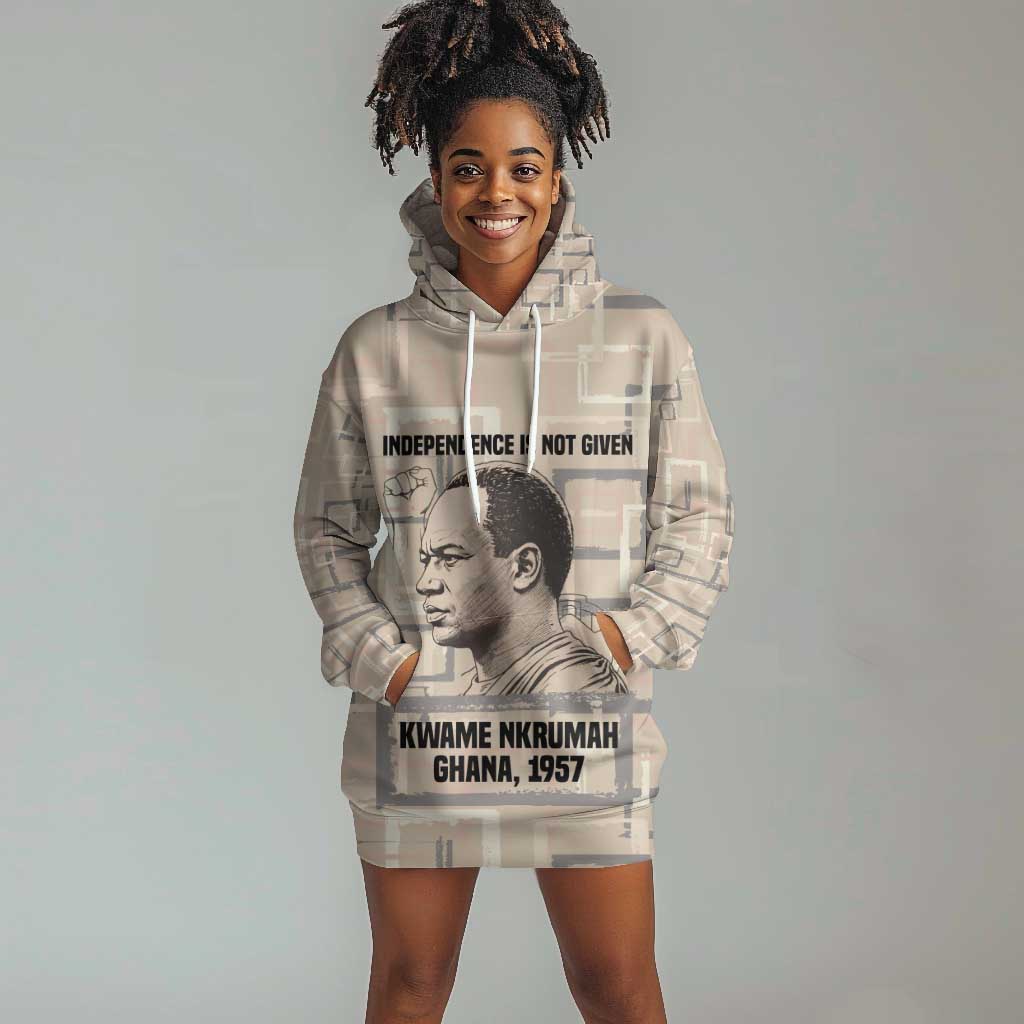 Kwame Nkrumah Hoodie Dress with Raised Fist Design and Independence Quote Ghana 1957 Tribute - Wonder Print Shop