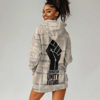 Kwame Nkrumah Hoodie Dress with Raised Fist Design and Independence Quote Ghana 1957 Tribute - Wonder Print Shop