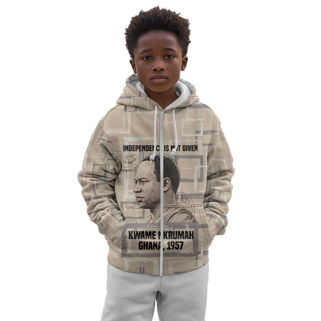 Kwame Nkrumah Kid Hoodie with Raised Fist Design and Independence Quote Ghana 1957 Tribute - Wonder Print Shop