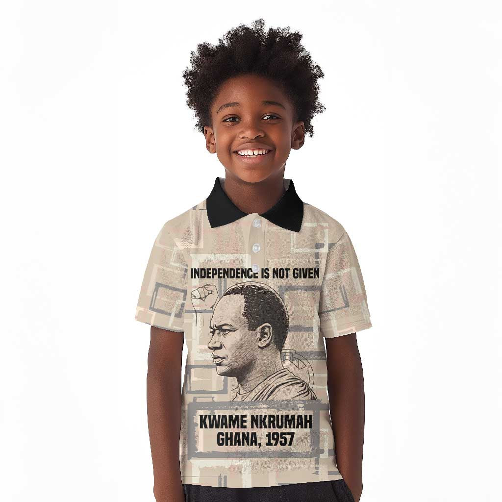 Kwame Nkrumah Kid Polo Shirt with Raised Fist Design and Independence Quote Ghana 1957 Tribute - Wonder Print Shop