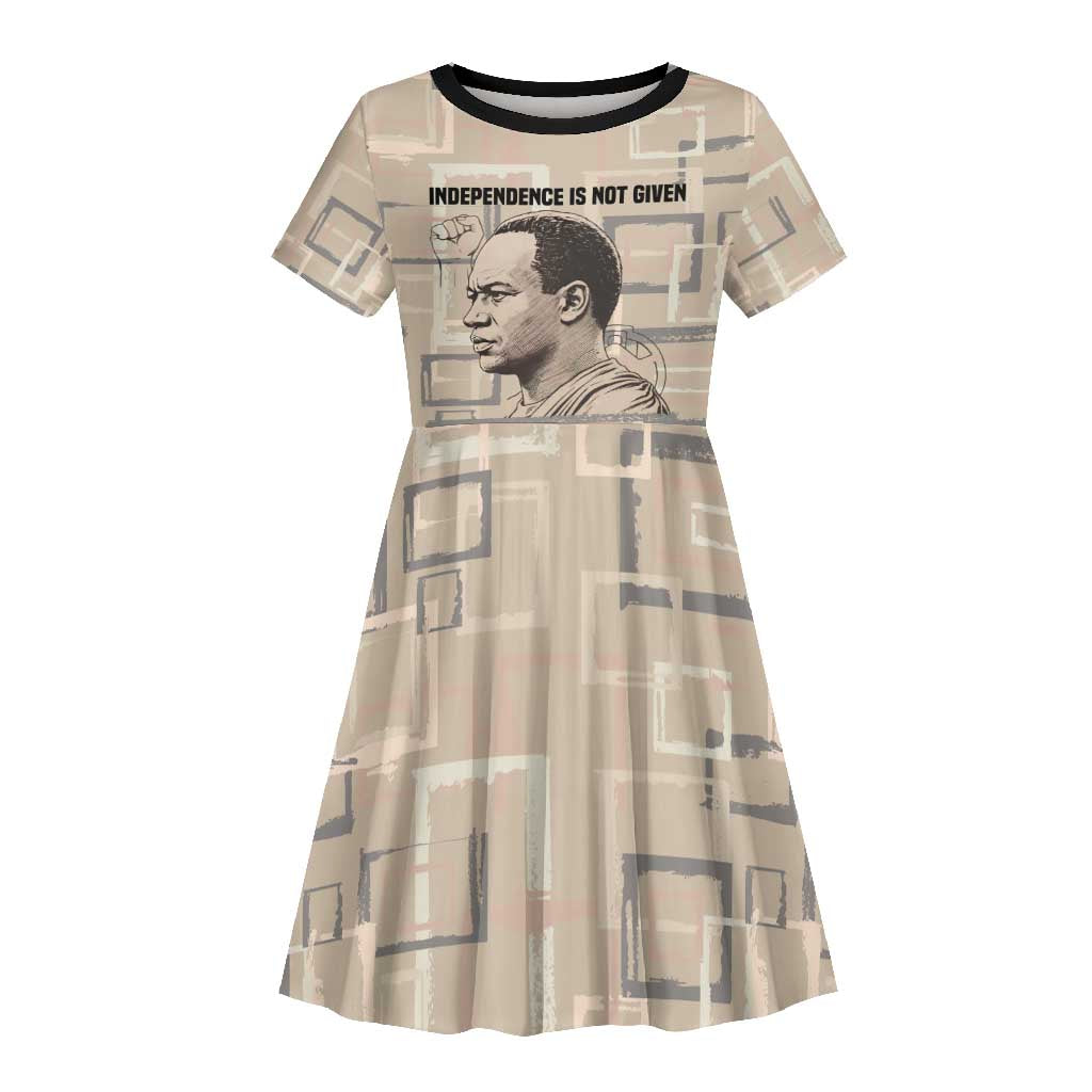 Kwame Nkrumah Kid Short Sleeve Dress with Raised Fist Design and Independence Quote Ghana 1957 Tribute - Wonder Print Shop