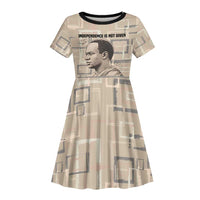 Kwame Nkrumah Kid Short Sleeve Dress with Raised Fist Design and Independence Quote Ghana 1957 Tribute - Wonder Print Shop