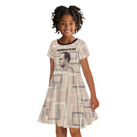 Kwame Nkrumah Kid Short Sleeve Dress with Raised Fist Design and Independence Quote Ghana 1957 Tribute - Wonder Print Shop