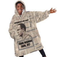 Kwame Nkrumah Kid Wearable Blanket Hoodie with Raised Fist Design and Independence Quote Ghana 1957 Tribute - Wonder Print Shop