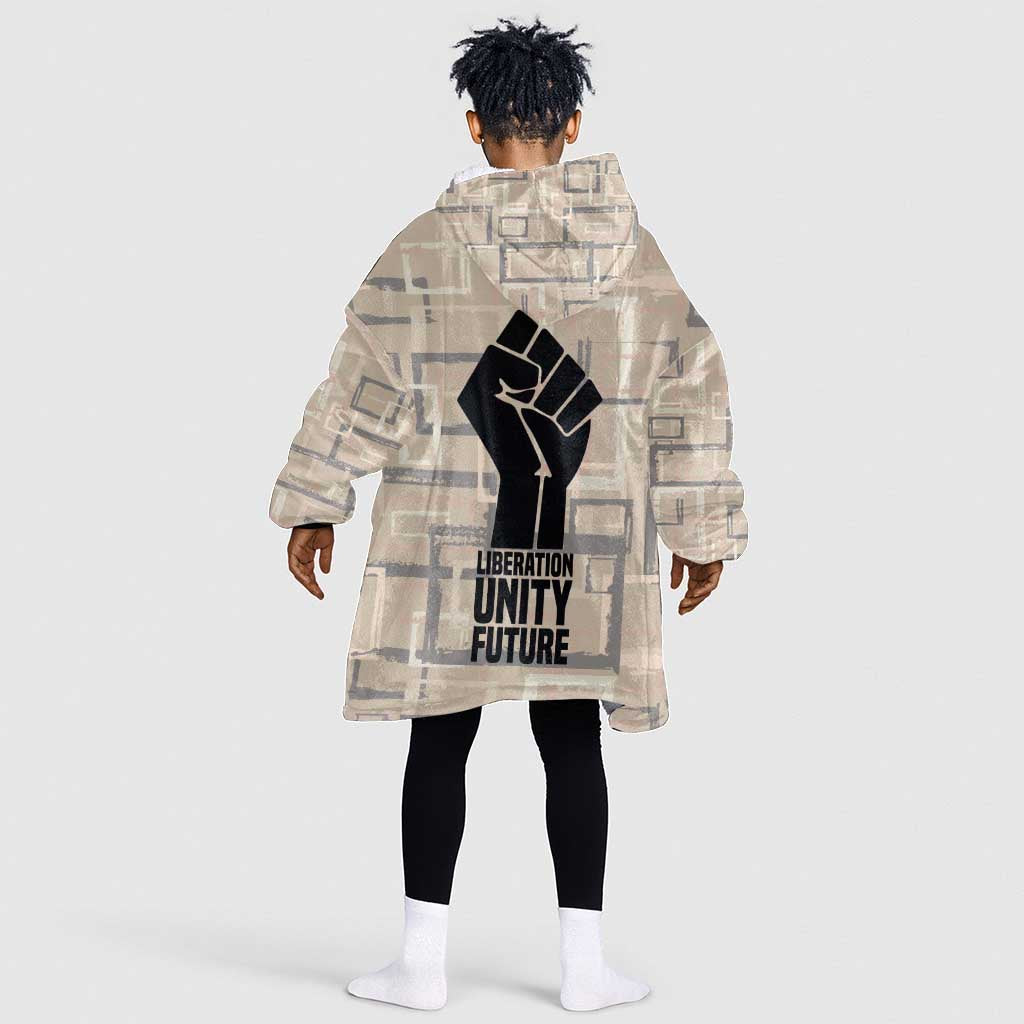 Kwame Nkrumah Kid Wearable Blanket Hoodie with Raised Fist Design and Independence Quote Ghana 1957 Tribute - Wonder Print Shop