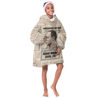 Kwame Nkrumah Kid Wearable Blanket Hoodie with Raised Fist Design and Independence Quote Ghana 1957 Tribute - Wonder Print Shop