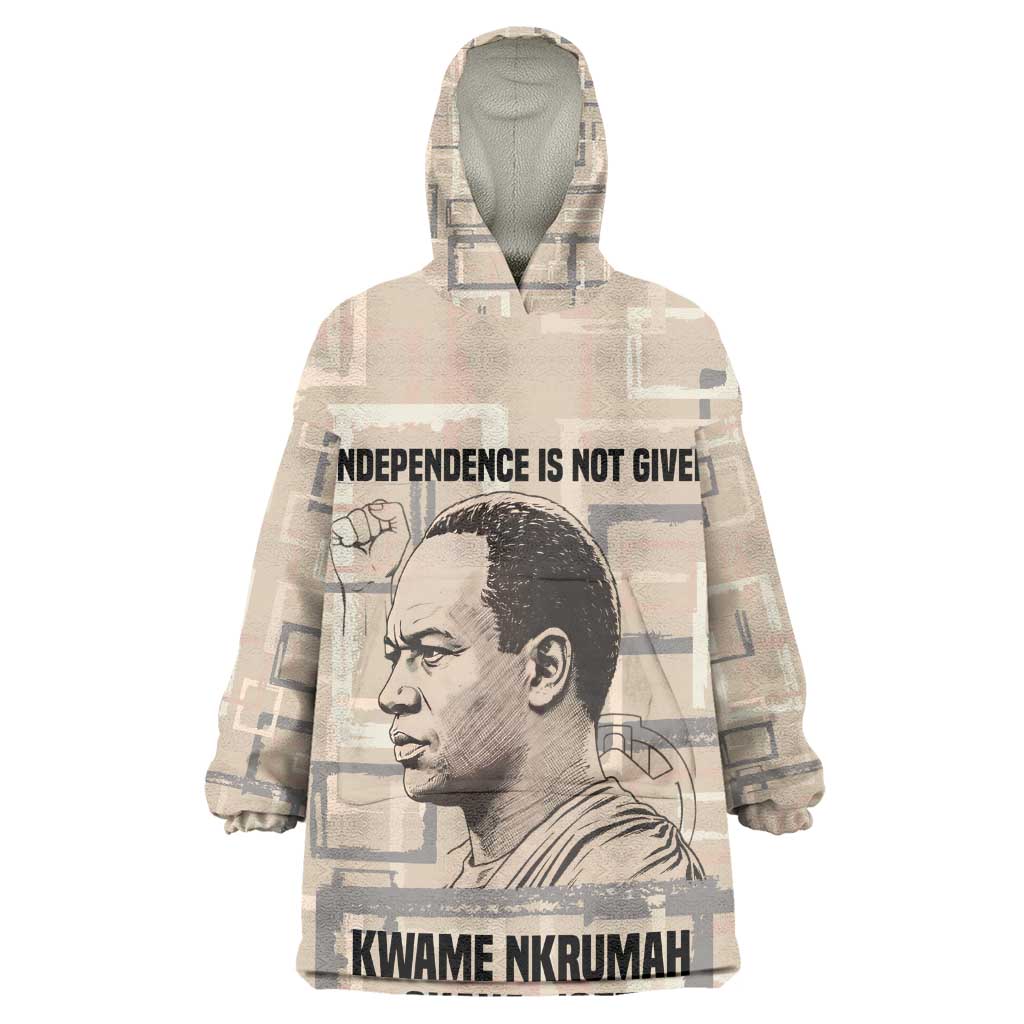 Kwame Nkrumah Kid Wearable Blanket Hoodie with Raised Fist Design and Independence Quote Ghana 1957 Tribute - Wonder Print Shop
