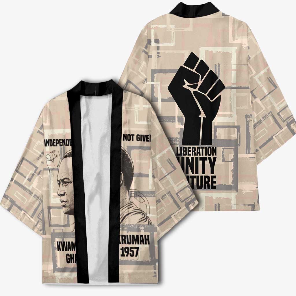 Kwame Nkrumah Kimono with Raised Fist Design and Independence Quote Ghana 1957 Tribute - Wonder Print Shop