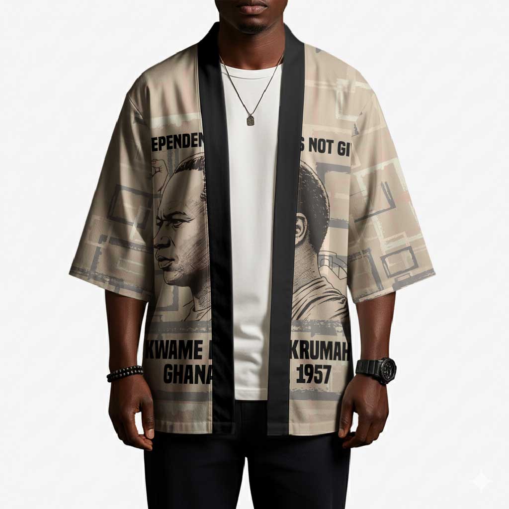 Kwame Nkrumah Kimono with Raised Fist Design and Independence Quote Ghana 1957 Tribute - Wonder Print Shop