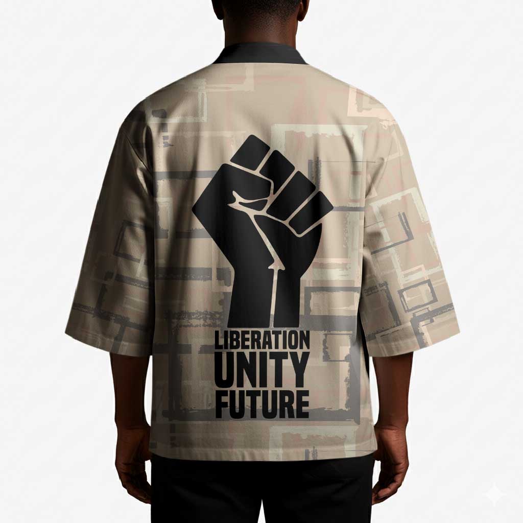 Kwame Nkrumah Kimono with Raised Fist Design and Independence Quote Ghana 1957 Tribute - Wonder Print Shop