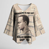 Kwame Nkrumah Kimono Sleeve Blouse with Raised Fist Design and Independence Quote Ghana 1957 Tribute - Wonder Print Shop