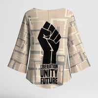 Kwame Nkrumah Kimono Sleeve Blouse with Raised Fist Design and Independence Quote Ghana 1957 Tribute - Wonder Print Shop