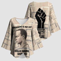 Kwame Nkrumah Kimono Sleeve Blouse with Raised Fist Design and Independence Quote Ghana 1957 Tribute - Wonder Print Shop