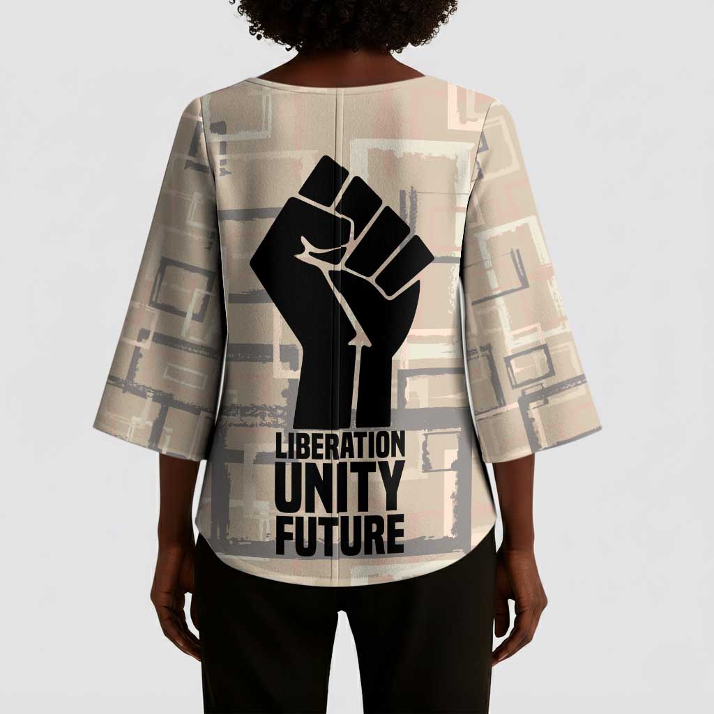 Kwame Nkrumah Kimono Sleeve Blouse with Raised Fist Design and Independence Quote Ghana 1957 Tribute - Wonder Print Shop