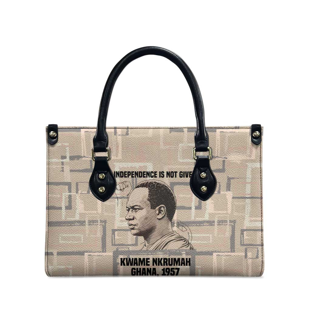 Kwame Nkrumah Leather Bag with Raised Fist Design and Independence Quote Ghana 1957 Tribute - Wonder Print Shop