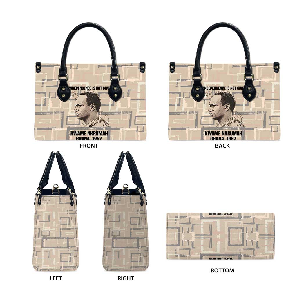 Kwame Nkrumah Leather Bag with Raised Fist Design and Independence Quote Ghana 1957 Tribute - Wonder Print Shop
