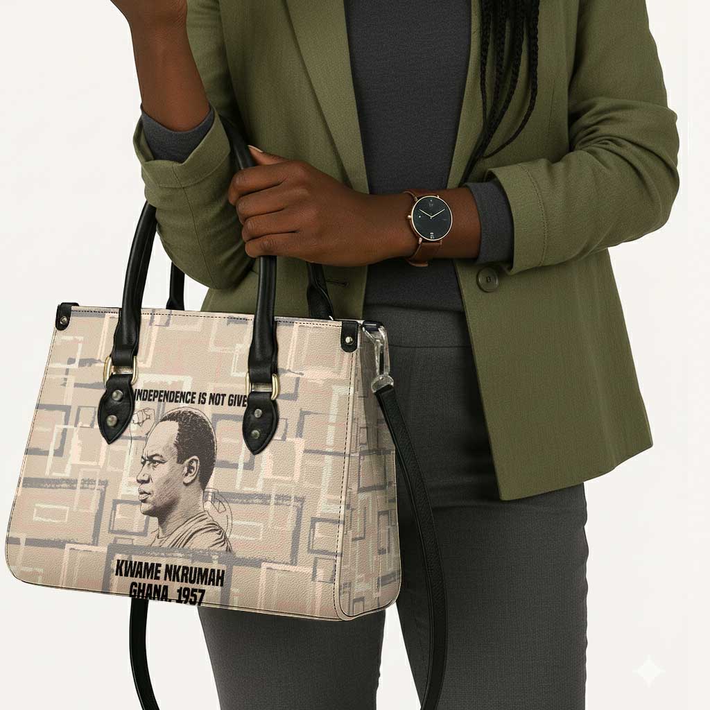 Kwame Nkrumah Leather Bag with Raised Fist Design and Independence Quote Ghana 1957 Tribute - Wonder Print Shop