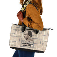 Kwame Nkrumah Leather Tote Bag with Raised Fist Design and Independence Quote Ghana 1957 Tribute - Wonder Print Shop