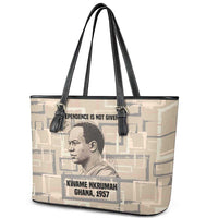 Kwame Nkrumah Leather Tote Bag with Raised Fist Design and Independence Quote Ghana 1957 Tribute - Wonder Print Shop