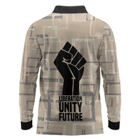 Kwame Nkrumah Long Sleeve Polo Shirt with Raised Fist Design and Independence Quote Ghana 1957 Tribute - Wonder Print Shop