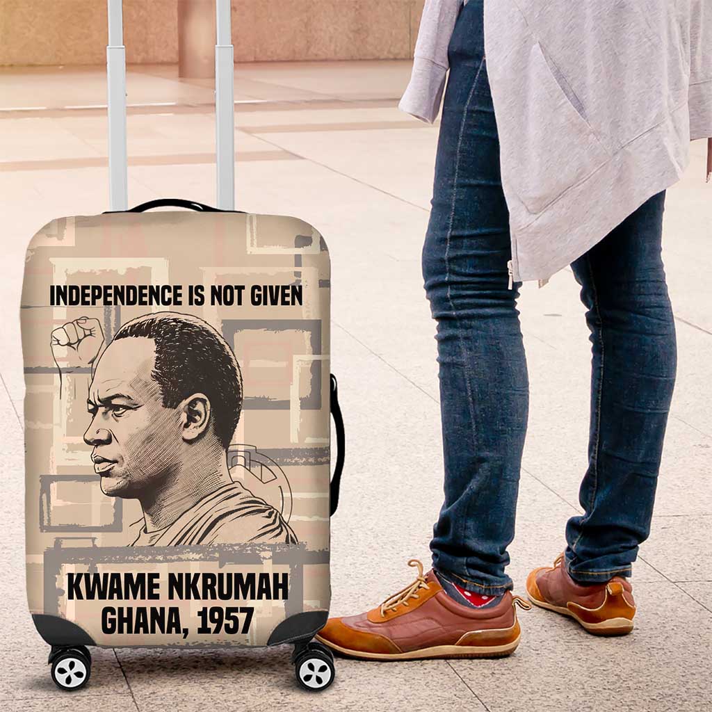 Kwame Nkrumah Luggage Cover with Raised Fist Design and Independence Quote Ghana 1957 Tribute - Wonder Print Shop