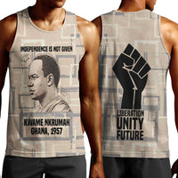 Kwame Nkrumah Men Tank Top with Raised Fist Design and Independence Quote Ghana 1957 Tribute - Wonder Print Shop