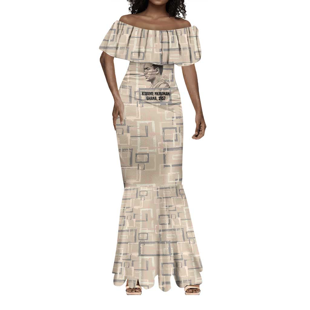 Kwame Nkrumah Mermaid Dress with Raised Fist Design and Independence Quote Ghana 1957 Tribute - Wonder Print Shop
