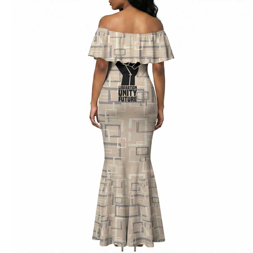 Kwame Nkrumah Mermaid Dress with Raised Fist Design and Independence Quote Ghana 1957 Tribute - Wonder Print Shop