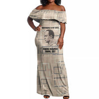 Kwame Nkrumah Off Shoulder Maxi Dress with Raised Fist Design and Independence Quote Ghana 1957 Tribute - Wonder Print Shop