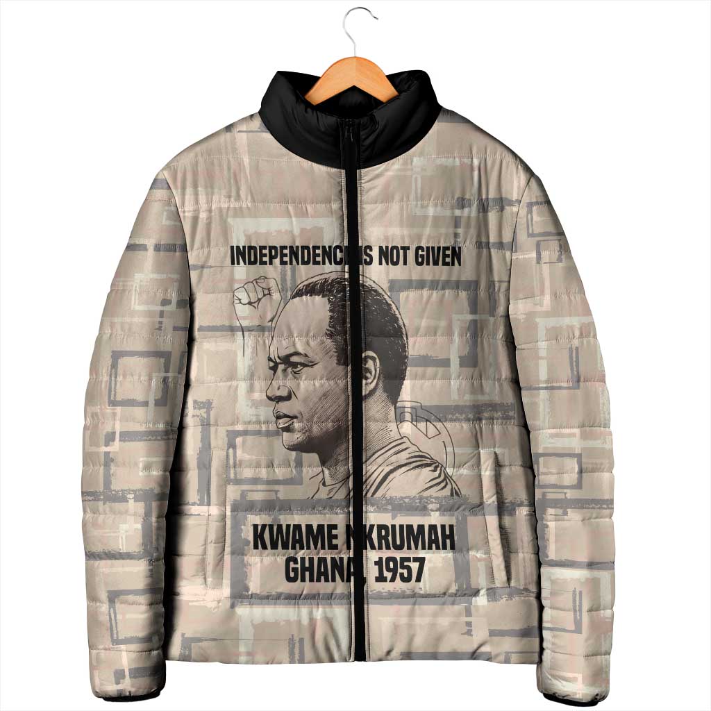 Kwame Nkrumah Padded Jacket with Raised Fist Design and Independence Quote Ghana 1957 Tribute - Wonder Print Shop