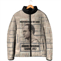 Kwame Nkrumah Padded Jacket with Raised Fist Design and Independence Quote Ghana 1957 Tribute - Wonder Print Shop